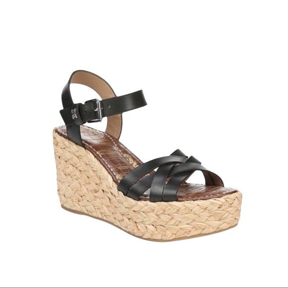 Sam Edelman Shoes - Sam Edelman Sandal Darline Leather Platform Wedge Shoe Black 8.5 NWT